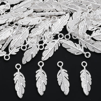 Silver Feather Alloy Pendants