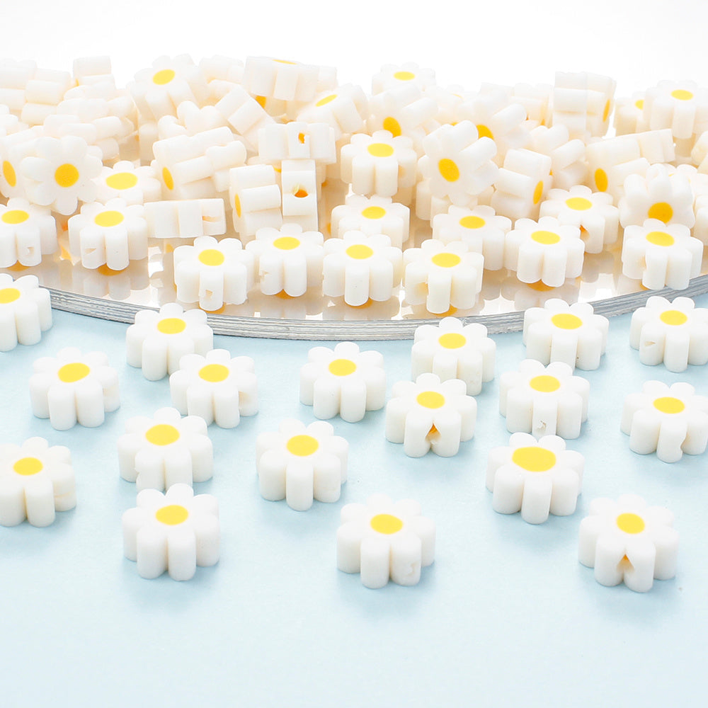 Pottery Daisy Flower Beads