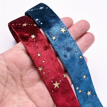 1m 25mm Gold Star Velvet Double-Sided Ribbon