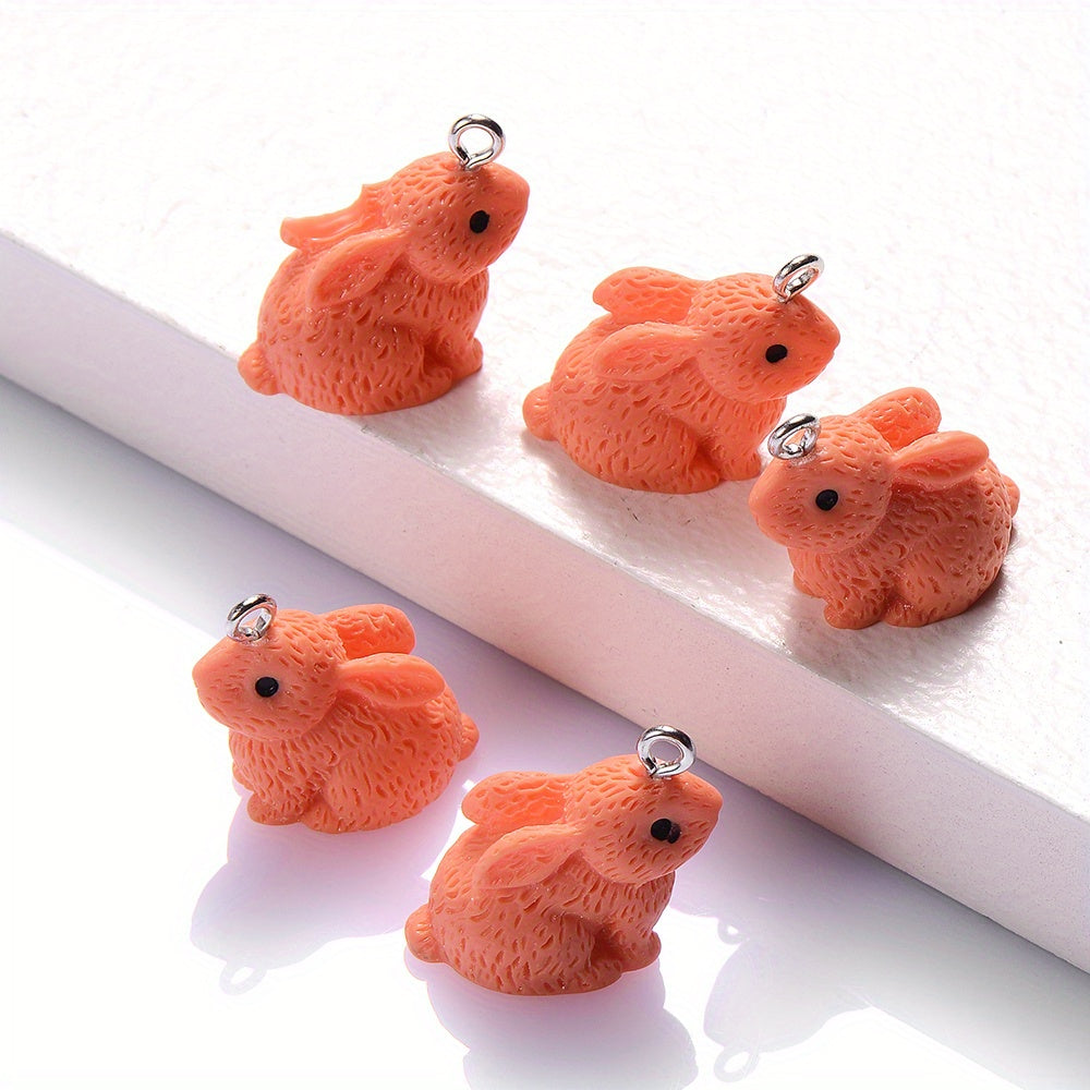 10PCS 16×21mm Colorful Rabbit Resin Pendant Set