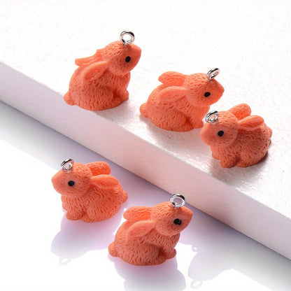 10PCS 16×21mm Colorful Rabbit Resin Pendant Set