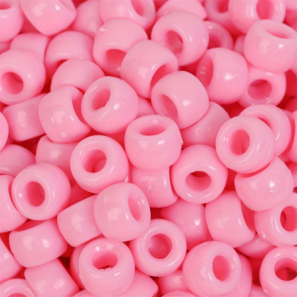 100pcs Colorful Acrylic Big Hole Pony Beads- 6x9mmLarge Hole Beads