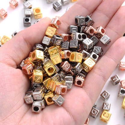 Retro Square CCB Letter Beads