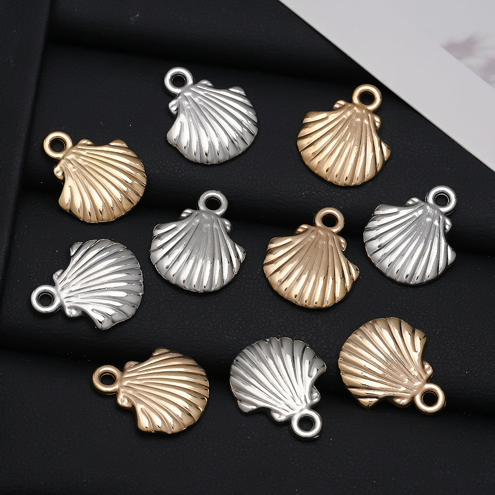 Golden and Silvery Plastic Shell Pendant Charms