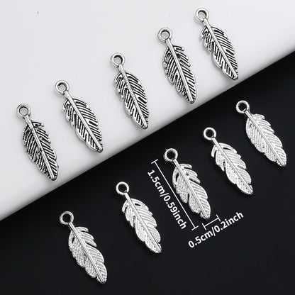 Silver Feather Alloy Pendants