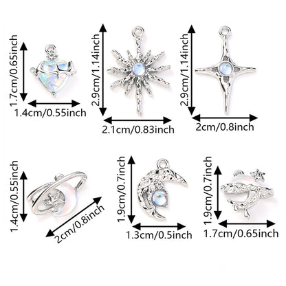 12PCS Blue Star & Moon Enamel Charm Set