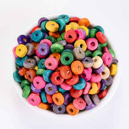 100PCS 8mm Flat Round Wooden Spacer Bead Set