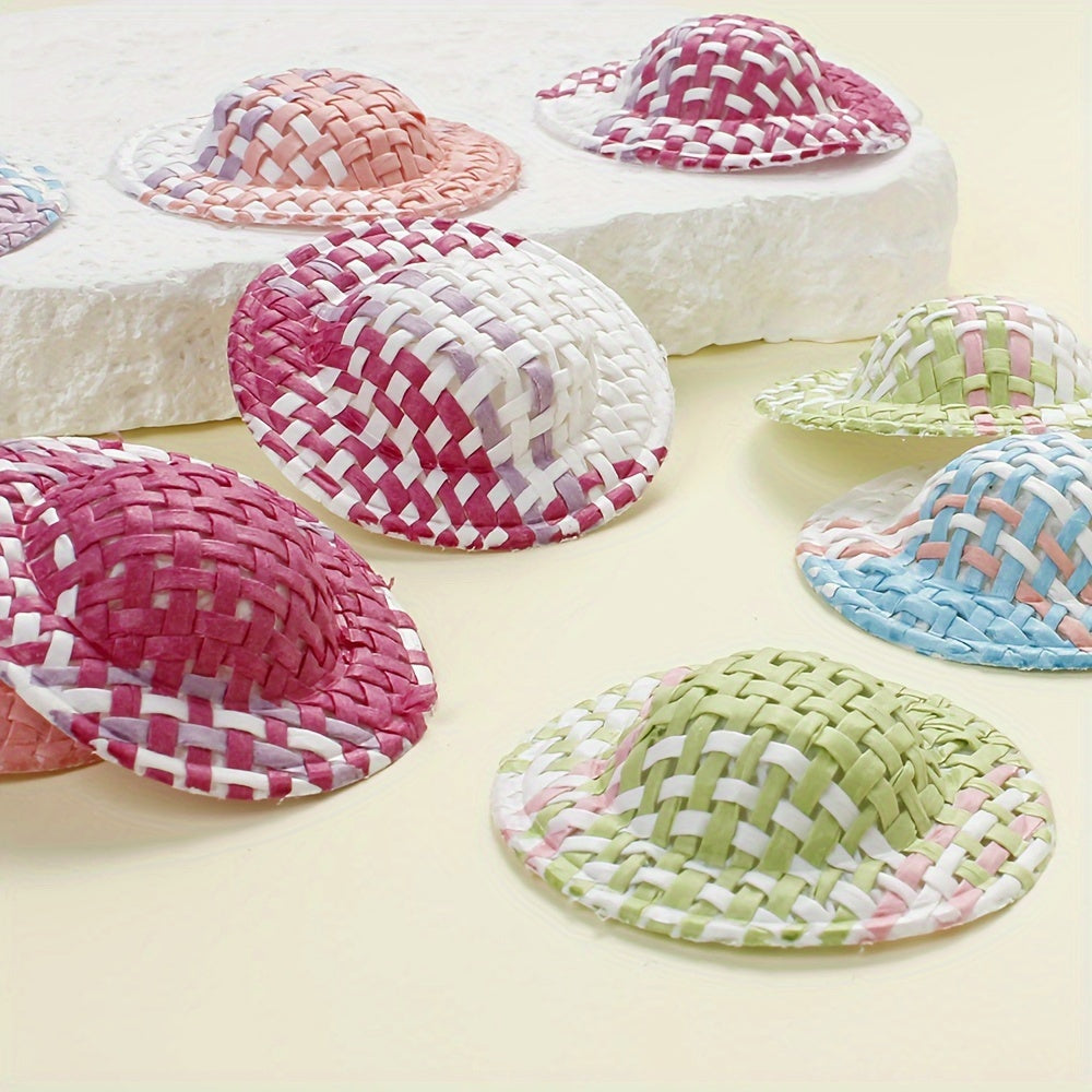 10PCS Multicolor Mini Straw Hat Set