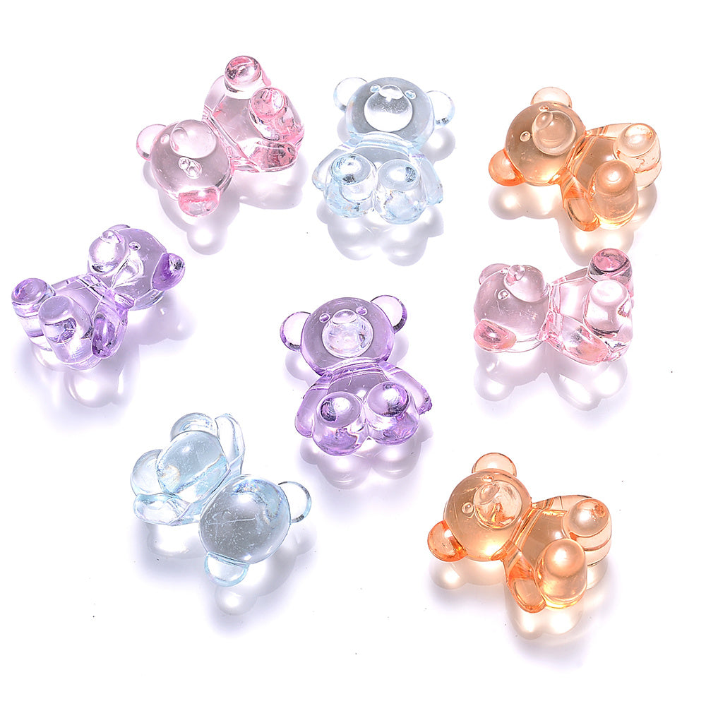 10/20pcs 10x18mm Acrylic Clear Small Bear Shaped Beads