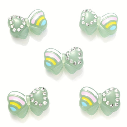 5PCS 16×24mm Luminous Bow Acrylic Bead Set