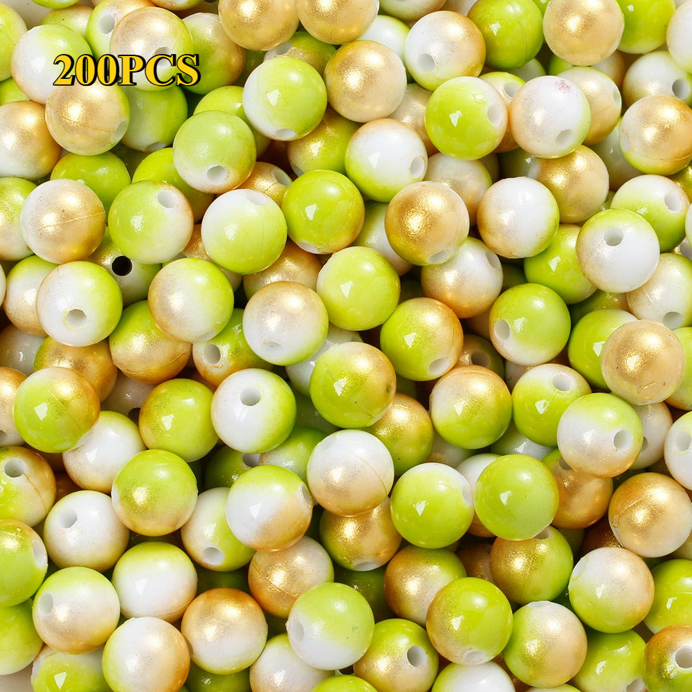 100/200pcs 6/8mm Fashion Gradient Acrylic Beads
