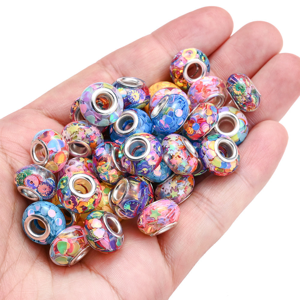 20PCS 9×14mm AB Mixed-Color Large-Hole Acrylic Beads