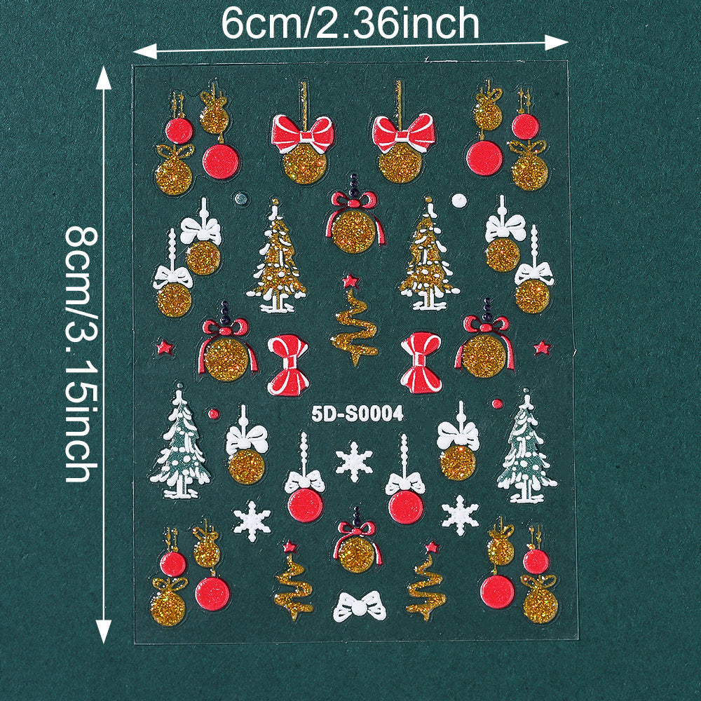 Christmas 5D Embossed Nail Art Stickers