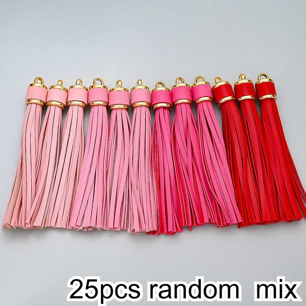 11 cm Rainbow PU Leather Tassel Charm Set