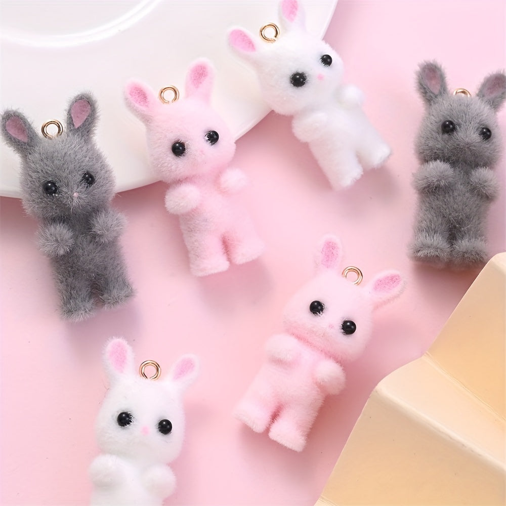2PCS Plush Rabbit Cartoon Resin Pendant Set
