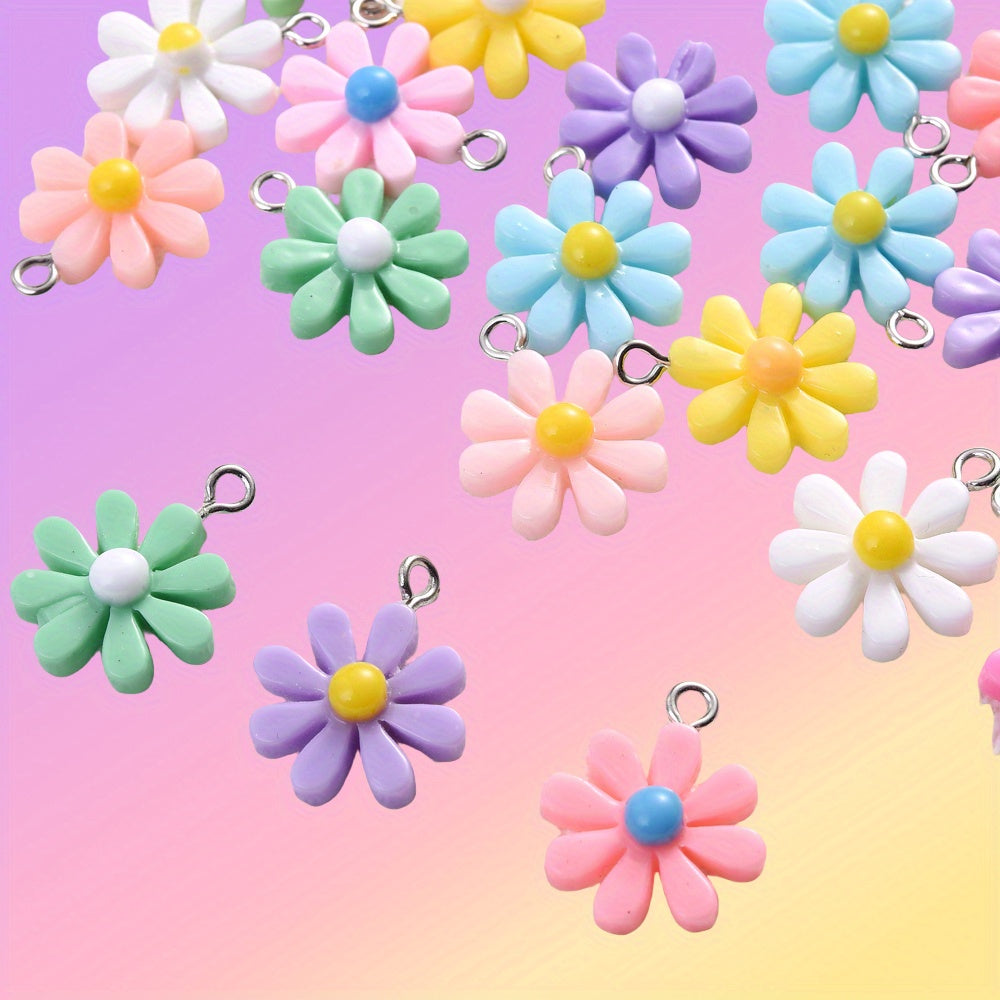 60pcs Sunflower Charms Beads Assorted Daisy Flower Pendant