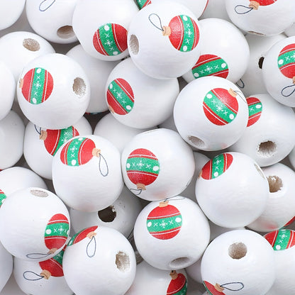 Christmas Wooden Pattern Beads