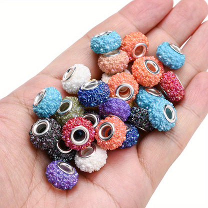 Colorful Flower Acrylic Large Hole Spacer Beads