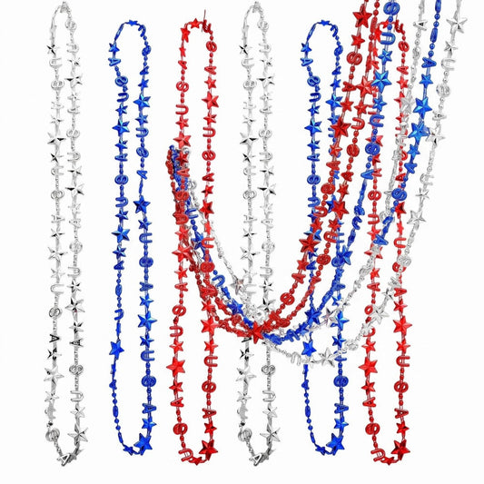 Patriotic USA Star Acrylic Bead Necklaces