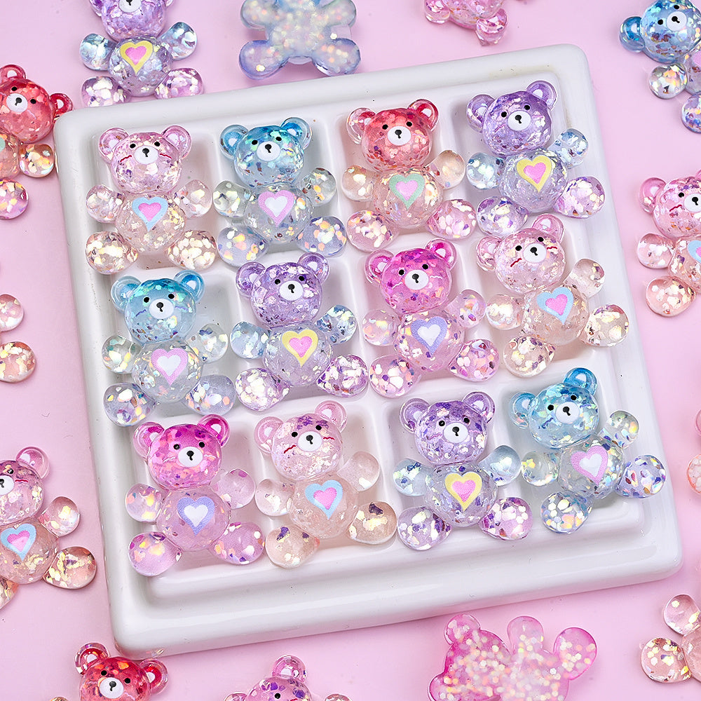 Shiny Bear Love Resin Patch Beads