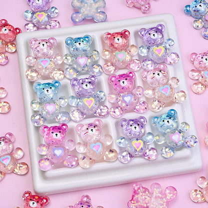Shiny Bear Love Resin Patch Beads