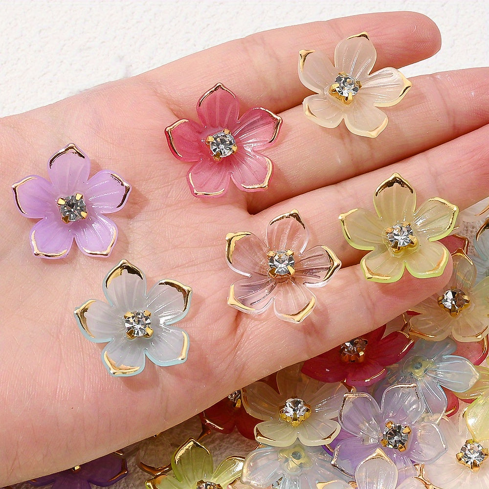 Gradient Five-Petal Flower Acrylic Beads