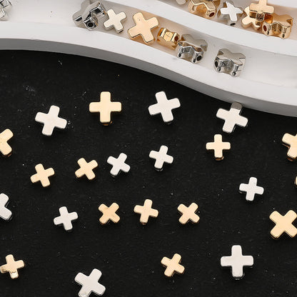 Gold & Silver CCB Cross Spacer Beads
