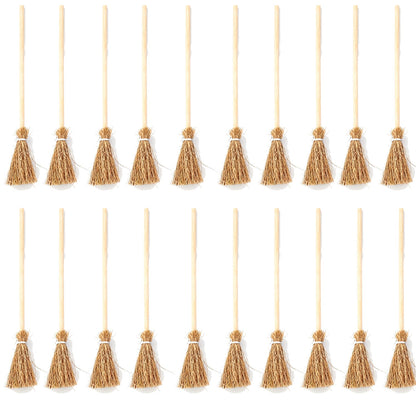 100-Piece Mini Artificial Straw Brooms with White Ropes