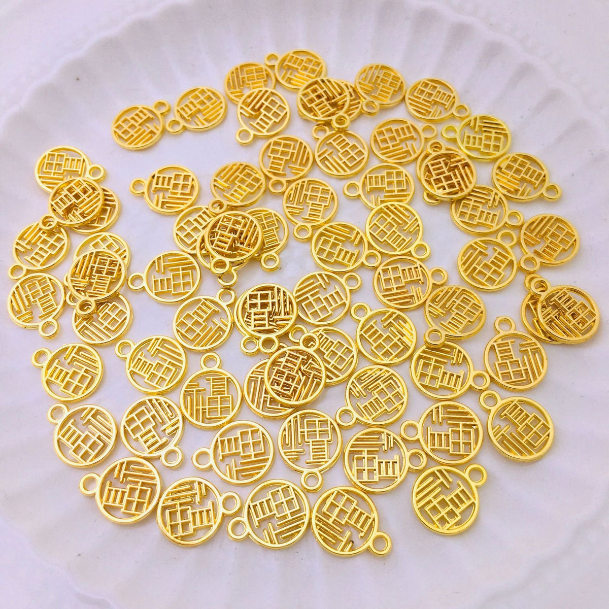 10 mm Guofeng Lucky Alloy Pendant Charms