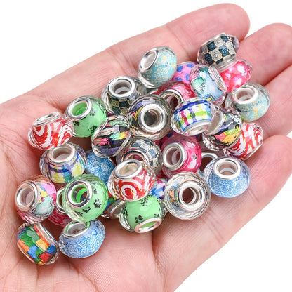 Color Printed Acrylic Large Hole Beads