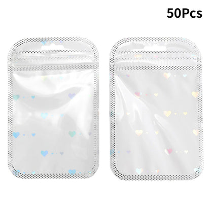 50-Piece Black & White Heart Jewelry Gift Bags