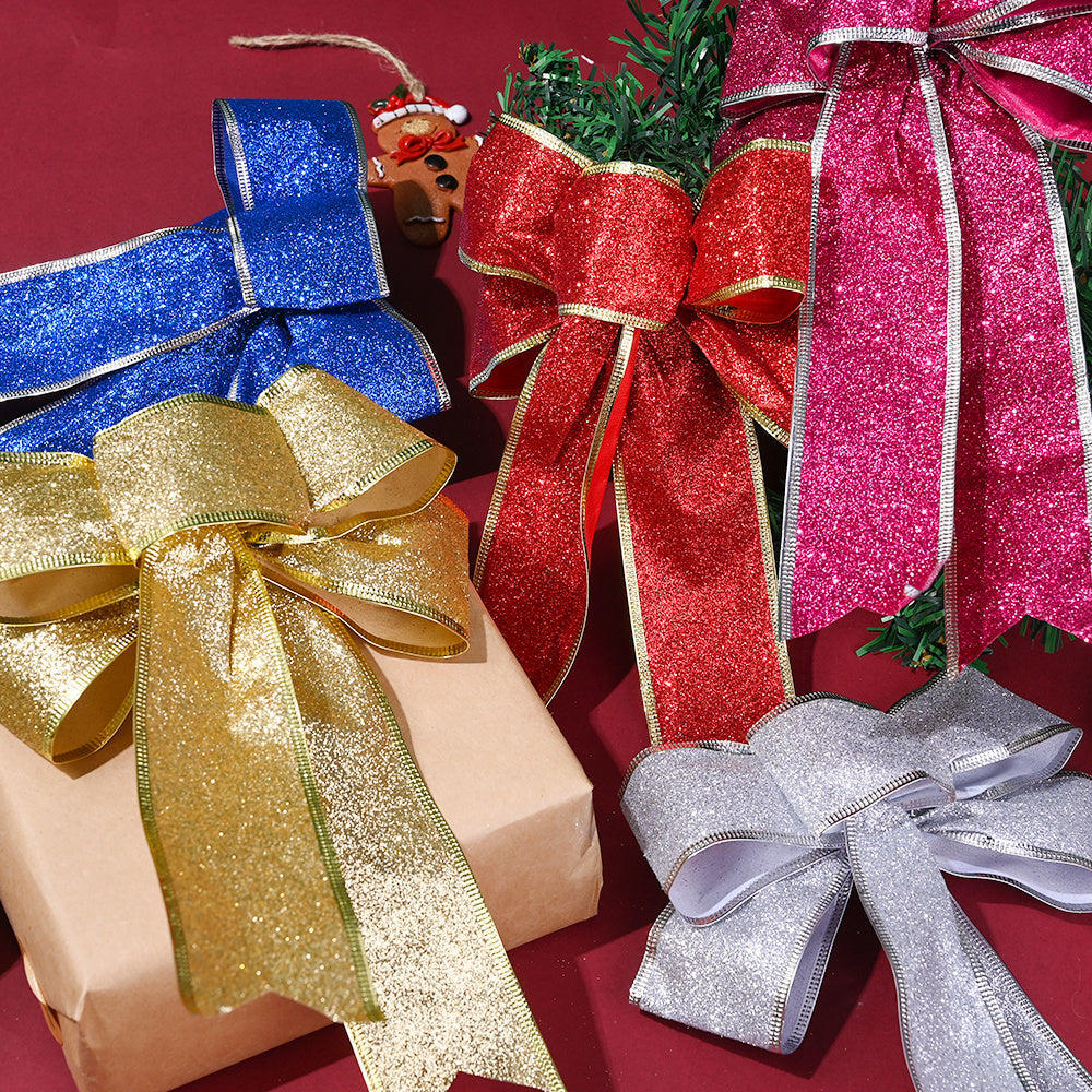 Colorful Glitter Christmas Ribbon Bows