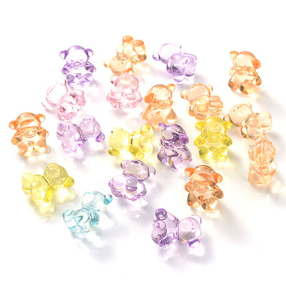 10/20pcs 10x18mm Acrylic Clear Small Bear Shaped Beads