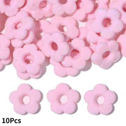 Flocked Flower Resin Beads