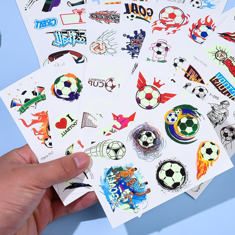 10-Piece Glow-in-the-Dark Soccer Temporary Tattoos