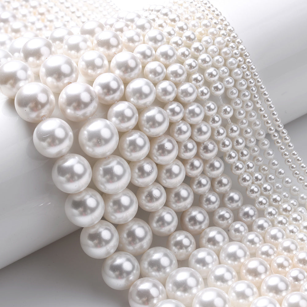 1 Strand 6mm Beige Shell Spacer Beads