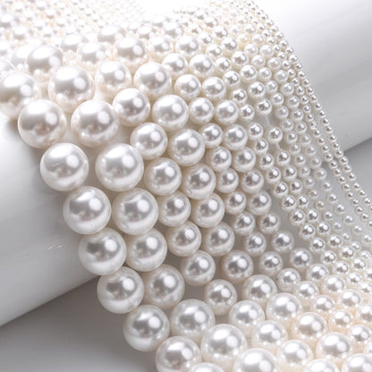 1 Strand 6mm Beige Shell Spacer Beads