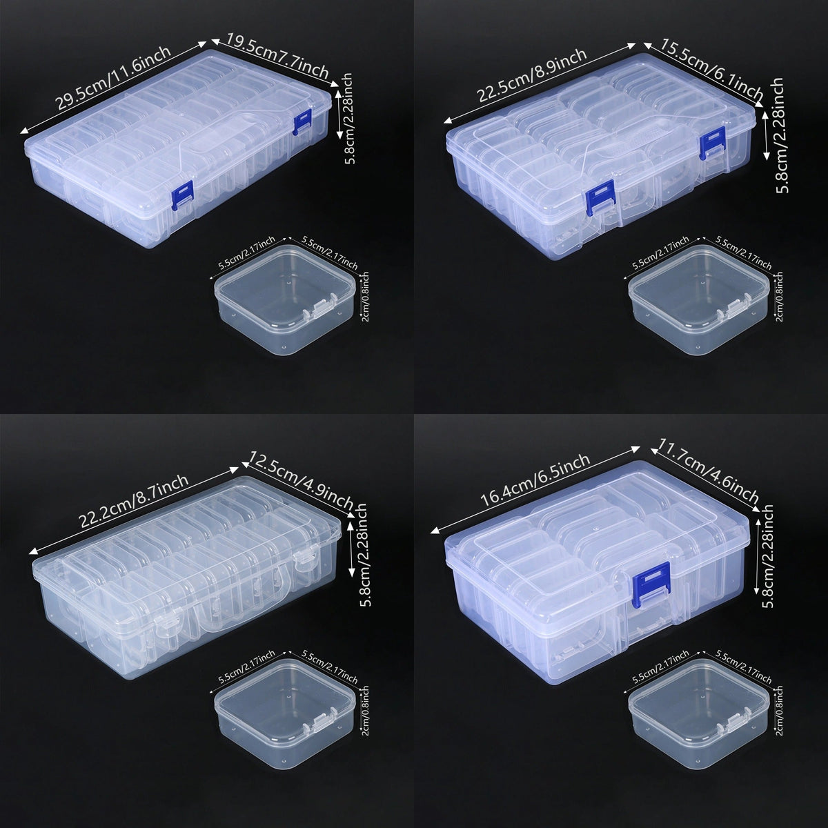 14-Piece Transparent Plastic Jewelry Storage Box Set