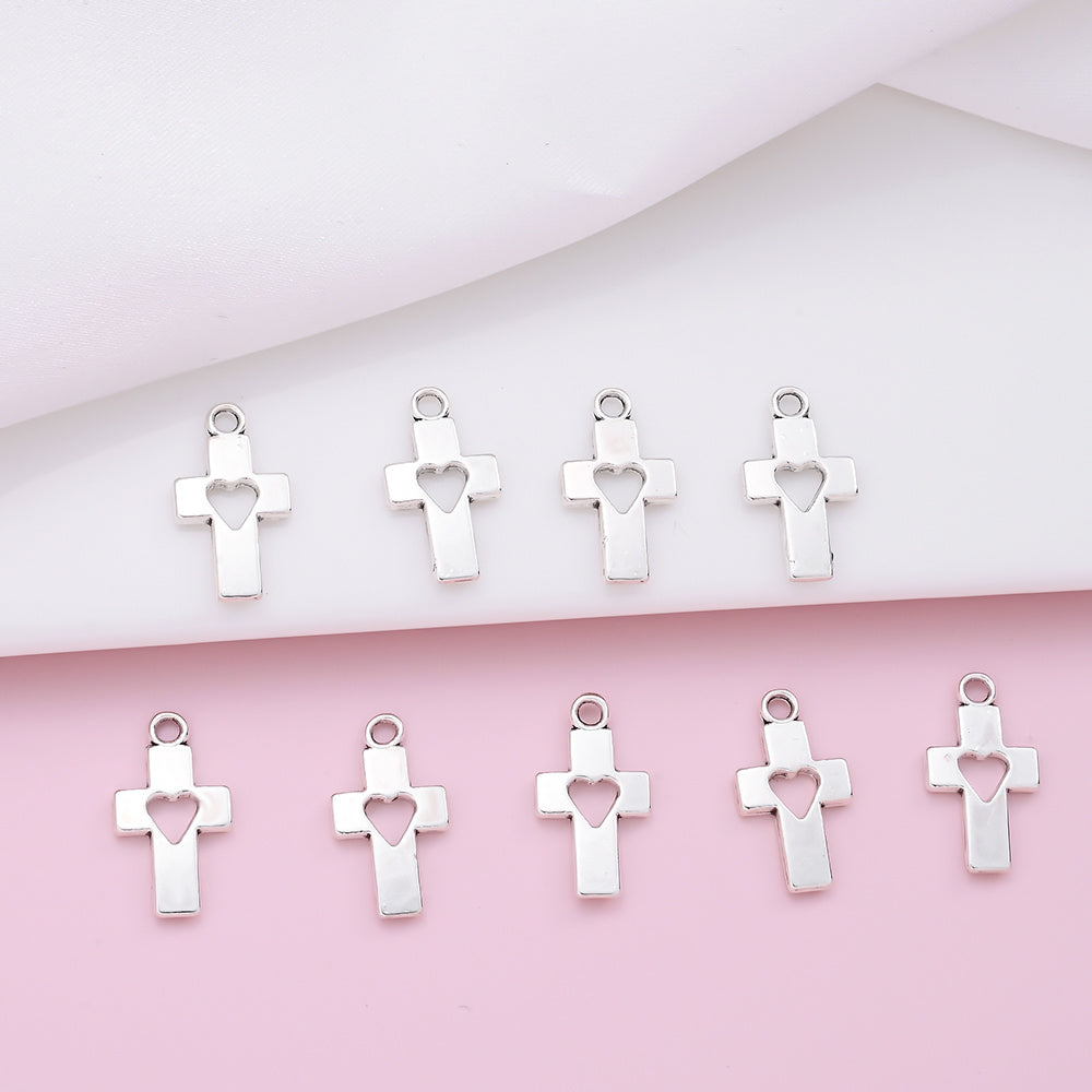Heart Hollow Cross Pendant Charms