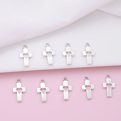 Heart Hollow Cross Pendant Charms
