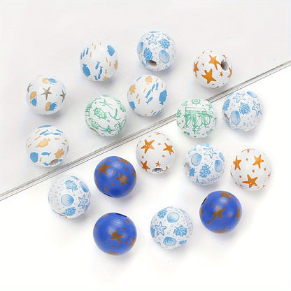 Marine-Themed Wooden Beads