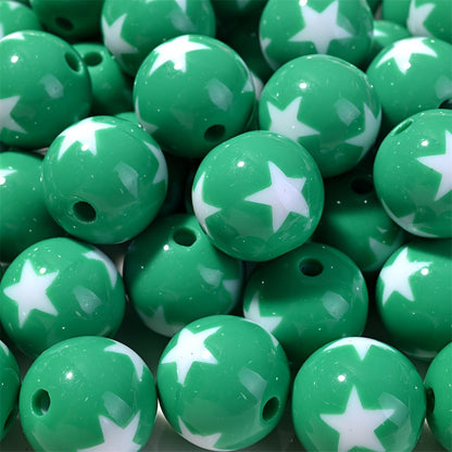 16mm 10pcs Acrylic Round Spacer Beads with Star Pattern