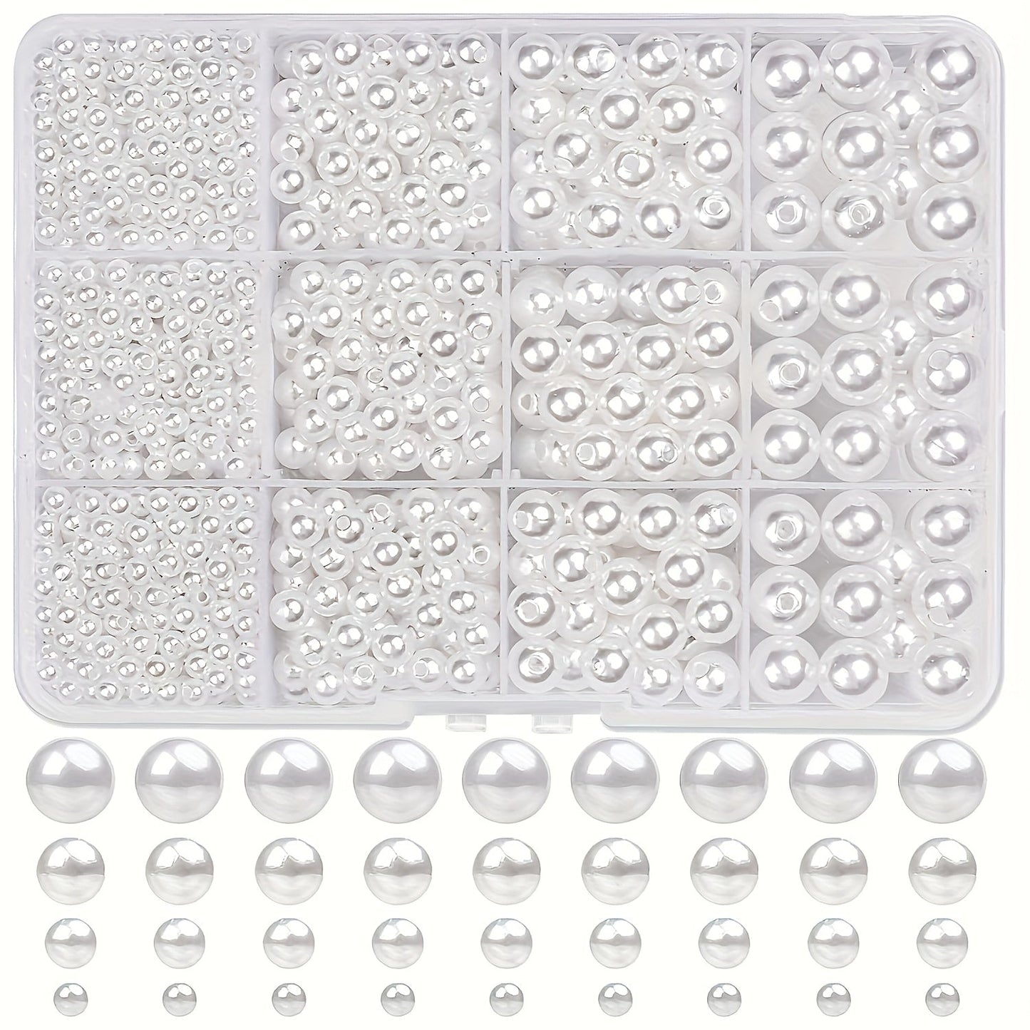 1095pcs/box White & Ivory Imitation Pearl Beads