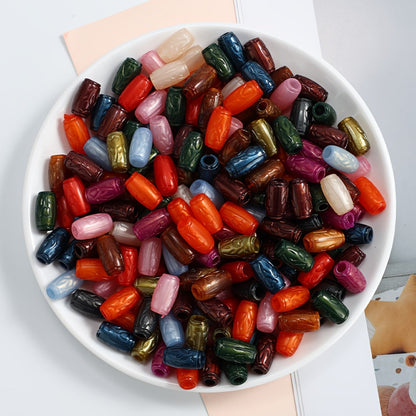 100PCS 11mm Printed Cylindrical Acrylic Bead Set