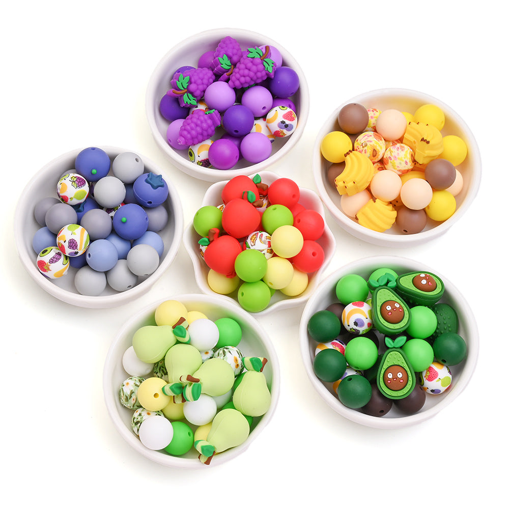 25PCS Fruit Collection Silicone Bead Set