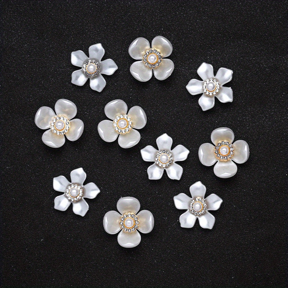 White Acrylic Petal Patch Beads