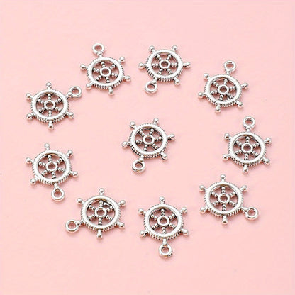 20PCS 15×20mm Silver-Tone Rudder Alloy Pendants
