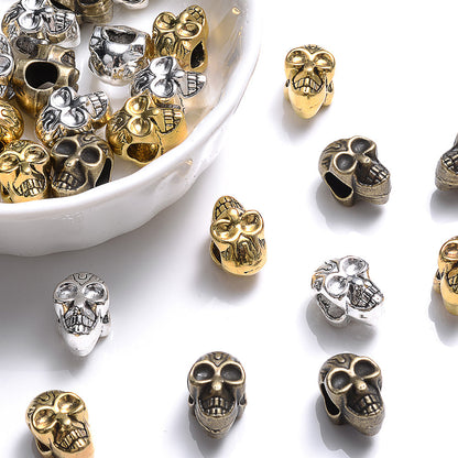Retro 3D Alloy Skull Spacer Beads