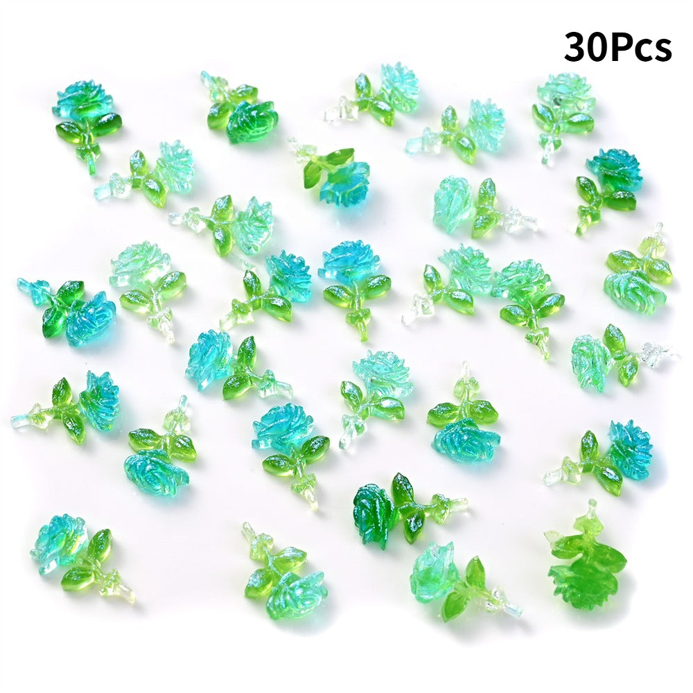 Luminous Green Leaf Flower Resin Beads