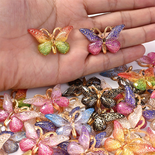 10PCS 23×38mm Colorful Shiny Butterfly Acrylic Charms